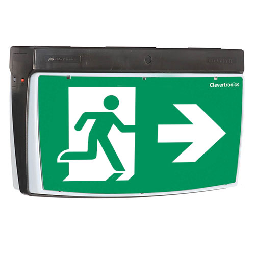Cleverfit Exit, Surface Mount, CLP, Clevertest Plus, All Pictograms, Single or Double Sided, Black
